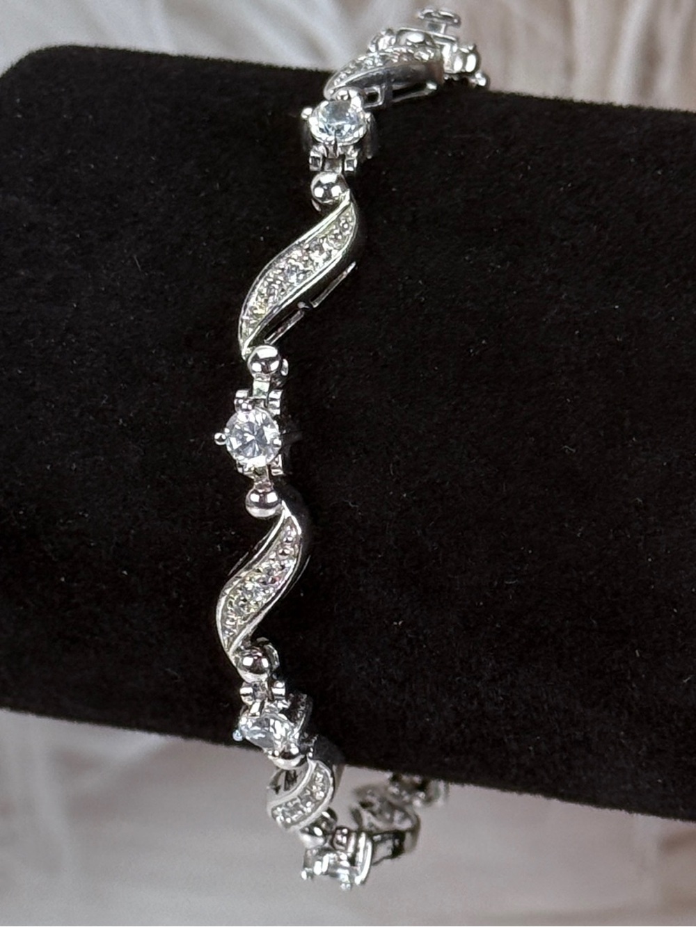 Vintage Silvertone, clear bling dressy, tennis bracelet
